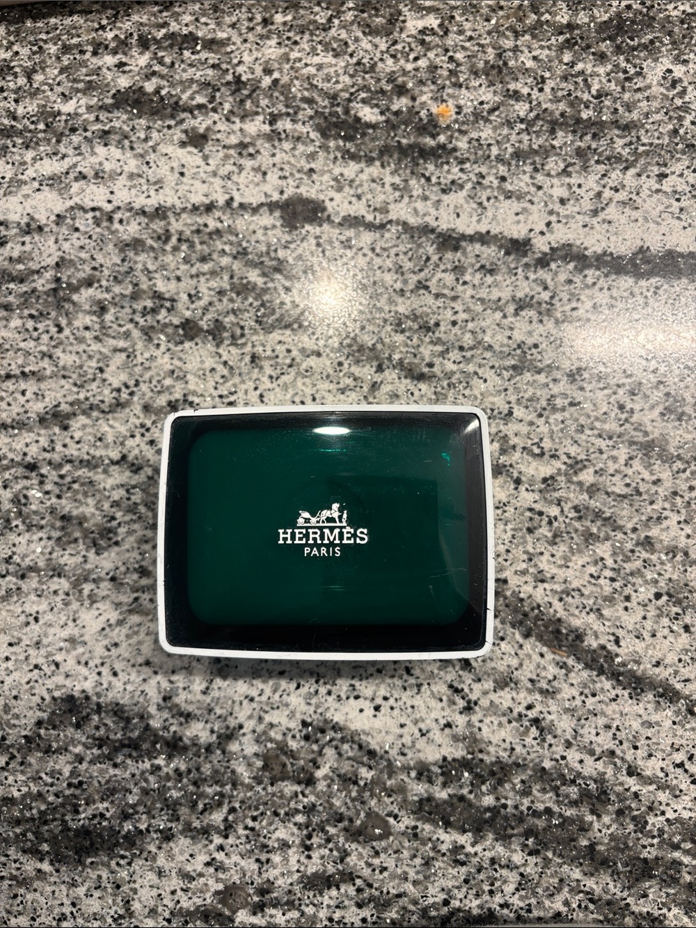 Hermes Paris Green Enamel Decorative Tray & Bar Soap
